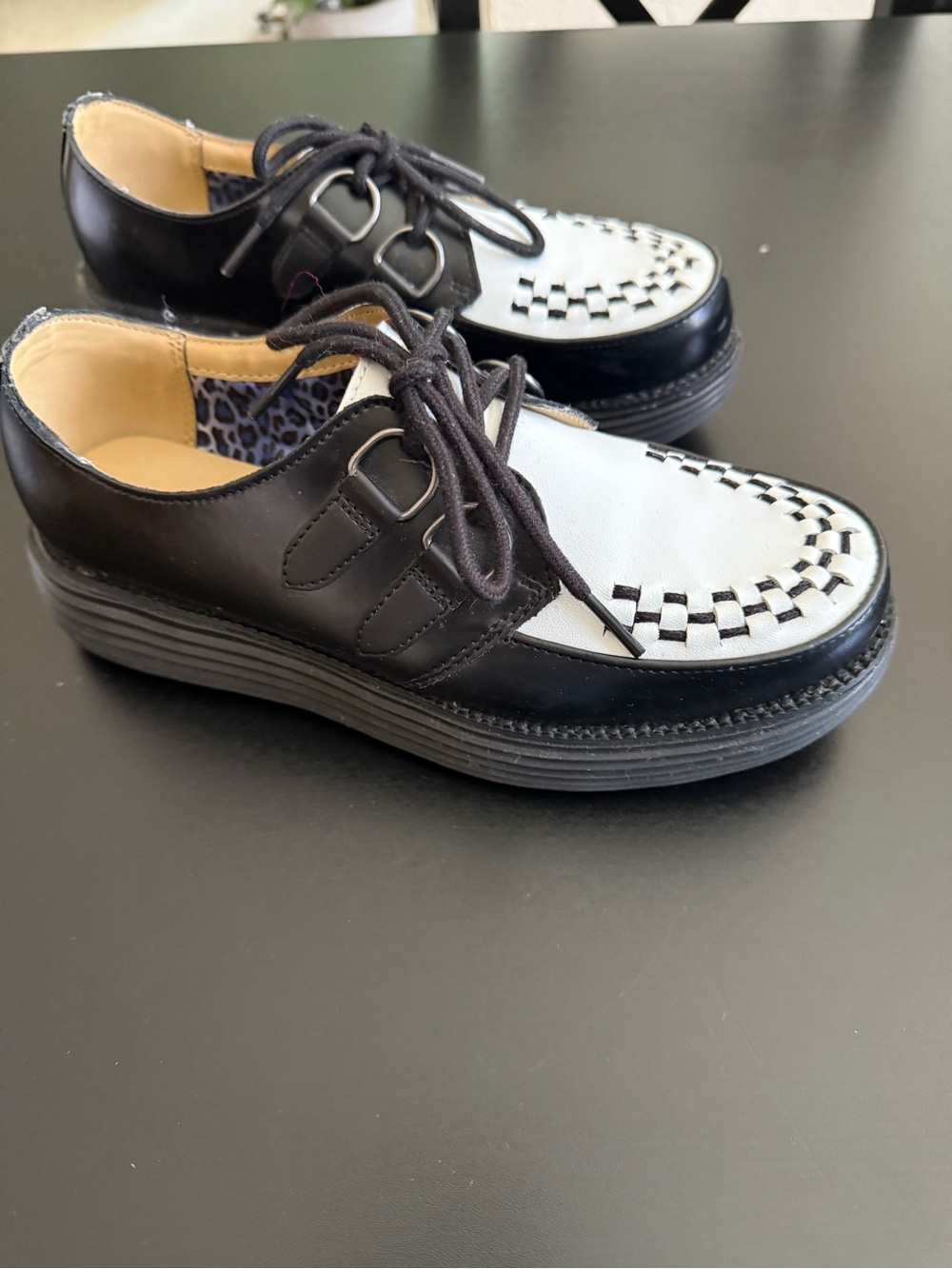 Skechers Black & White Creeper Platform Oxfords | Retro Punk Rockabilly Shoes